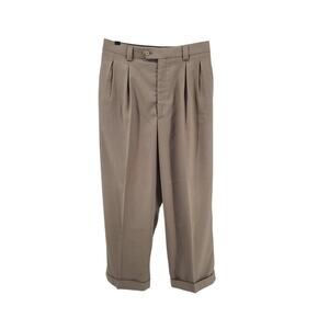 Giorgio Ferraro men's dress khaki pleated hemmed pants pants 40x37L inseam 28"